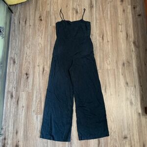 Shaina Mote 100% lyocell spaghetti strap wide leg jumpsuit in black -size medium